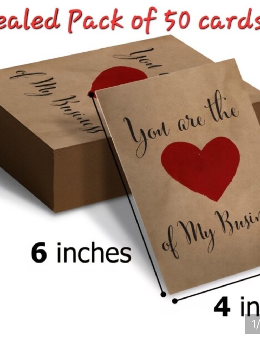 You Are the Heart of My Business 4"×6" Cards (Pack of 50)